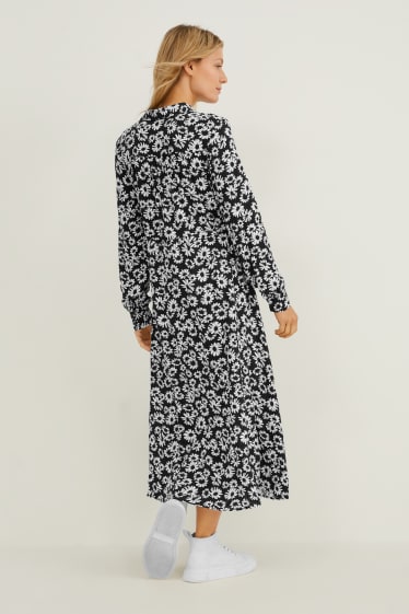 Women - Column dress - floral - black