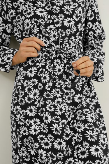 Women - Column dress - floral - black