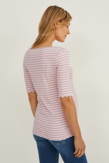 Damen - Umstands-T-Shirt - gestreift - rosa