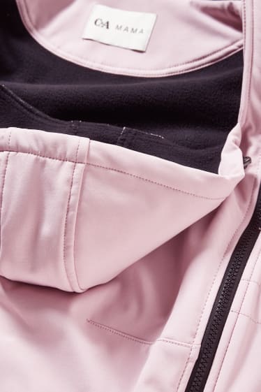 Donna - Giacca soft shell premaman con cappuccio e marsupio - rosa pallido