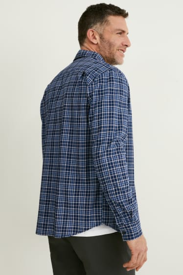 Men - Shirt - regular fit - kent collar - check - dark blue
