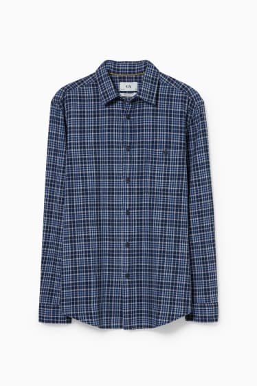 Men - Shirt - regular fit - kent collar - check - dark blue