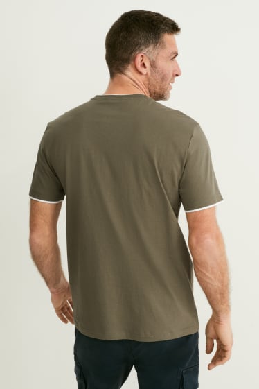 Heren - T-shirt - 2-in-1-look - kaki