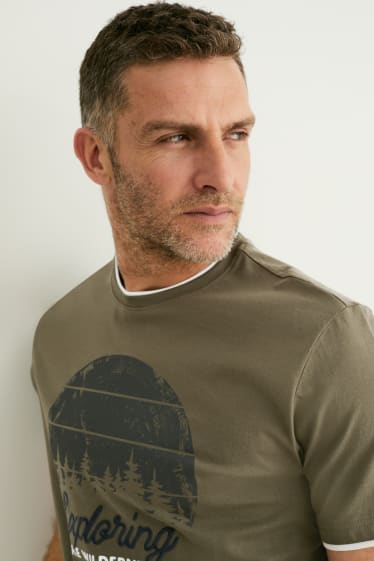 Men - T-shirt - 2-in-1 look - khaki