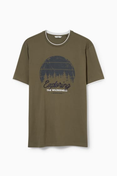 Men - T-shirt - 2-in-1 look - khaki