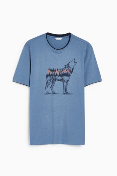 Herren - T-Shirt - 2-in-1-Look - blau