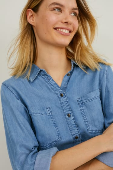 Damen - Bluse - jeansblau