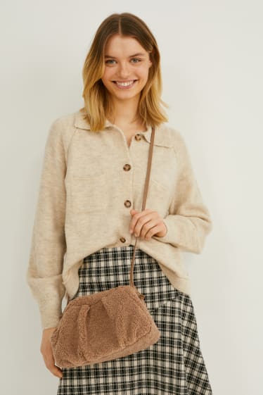 Women - Teddy fur shoulder bag - brown