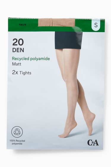 Women - Multipack of 2 - tights - 20 denier  - light beige