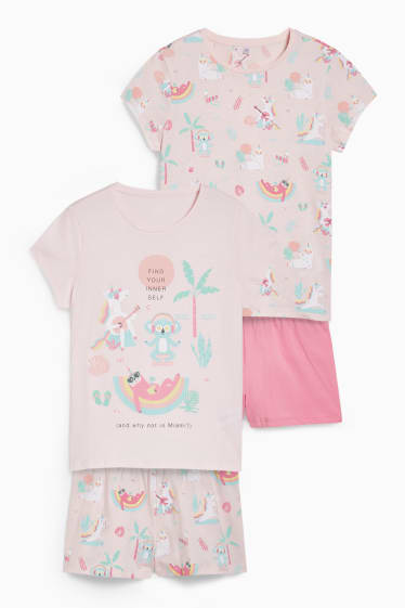 Enfants - Lot de 2 - pyjashorts - 4 pièces - rose