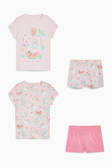 Enfants - Lot de 2 - pyjashorts - 4 pièces - rose