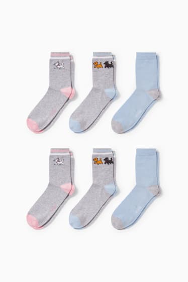 Dames - Set van 6 paar - sokken - Disney - licht grijs-mix