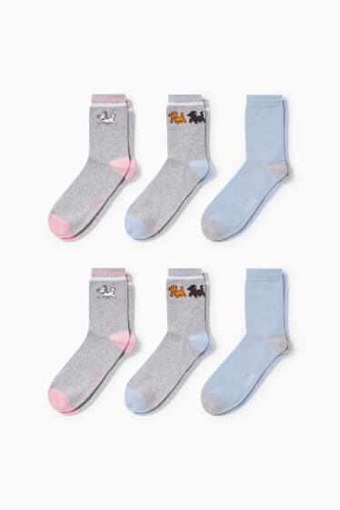 Damen - Multipack 6er - Socken - Disney - hellgrau-melange