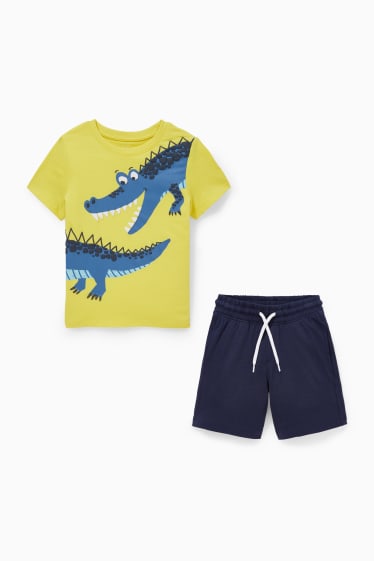Children - Set - short sleeve T-shirt and sweat shorts - 2 piece - yellow