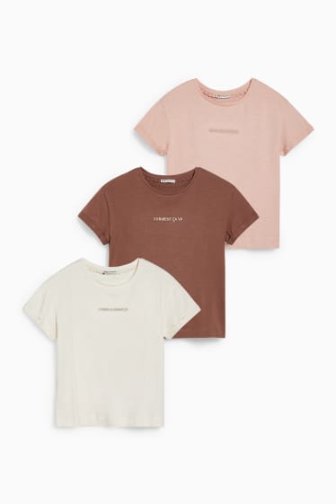 Bambine - Confezione da 3 - t-shirt - bianco crema