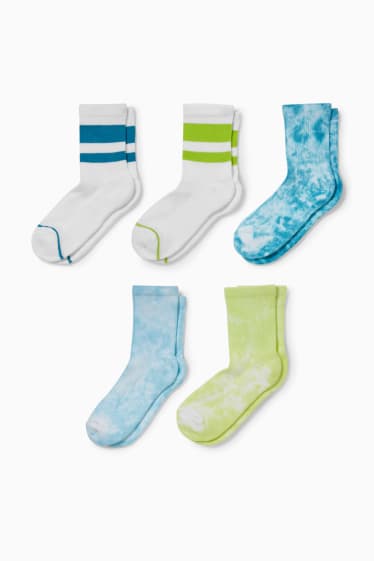 Dětské - Multipack 5 ks - ponožky - bílá / světle modrá