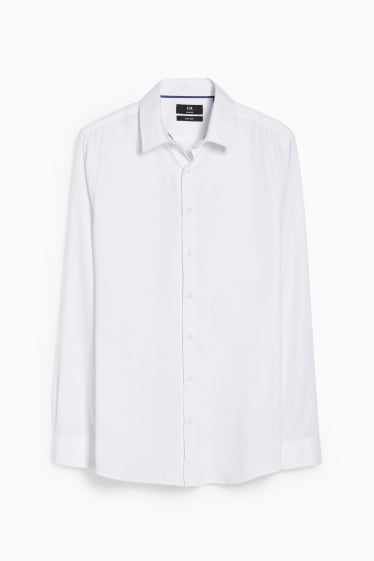 Mężczyźni - Koszula biznesowa - slim fit - kołnierzyk kent - dobrze się prasuje - biały