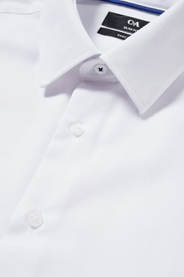 Mężczyźni - Koszula biznesowa - slim fit - kołnierzyk kent - dobrze się prasuje - biały