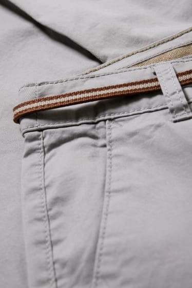 Women - Cloth trousers with belt - tapered fit - light gray