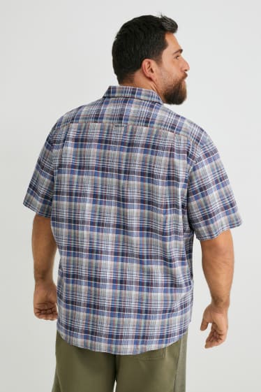 Men - Shirt - regular fit - Kent collar - linen blend - dark blue