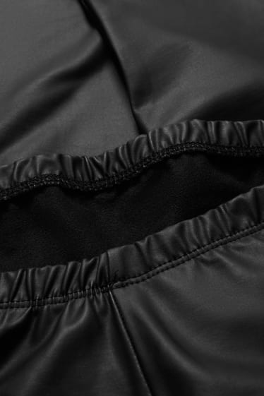 Women - Maternity leggings - faux leather - black