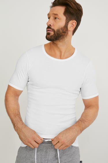 Hombre - Pack de 2 - camisetas interiores - canalé fino - blanco