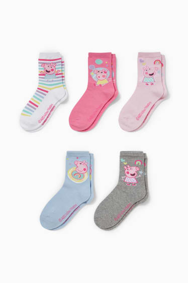 Children - Multipack of 5 - Peppa Pig - socks - pink