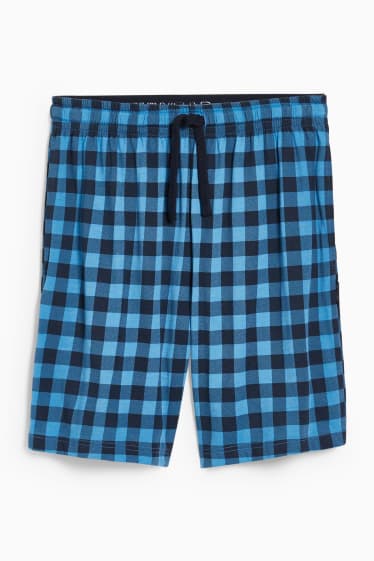 Uomo - Shorts pigiama - quadri - blu scuro