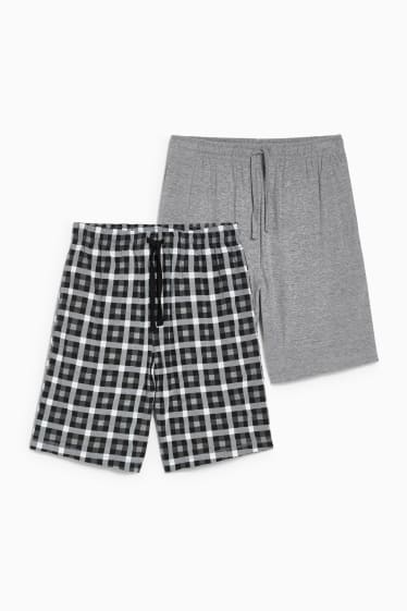 Heren - Set van 2 - pyjamashorts - grijs / zwart