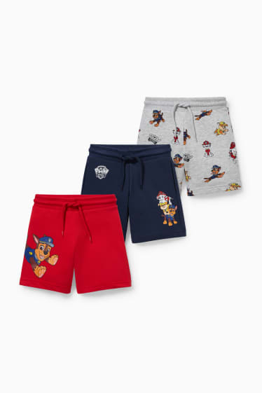 Kinder - Multipack 3er - PAW Patrol - Sweatshorts - rot / dunkelblau