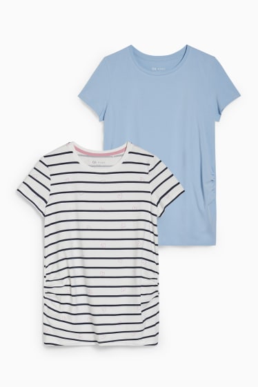 Femmes - Lot de 2 - T-shirt de grossesse - bleu clair