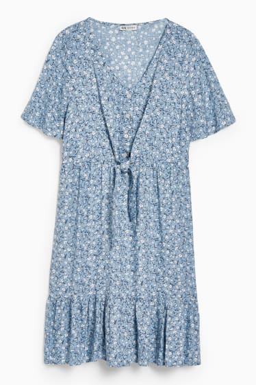Femei - Rochie pentru alăptare - cu flori - albastru deschis