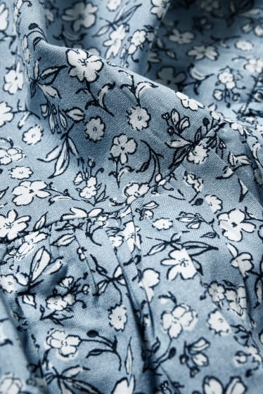 Damen - Still-Kleid - geblümt - hellblau