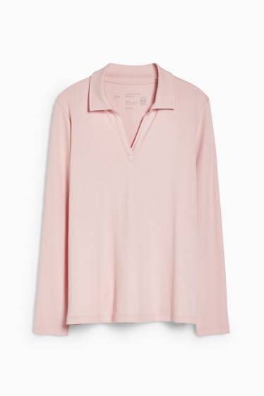 Damen - Basic-Poloshirt - rosa