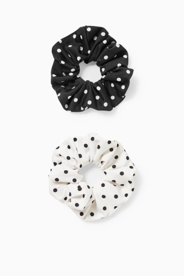 Women - Multipack of 2 - scrunchie - polka dot - black