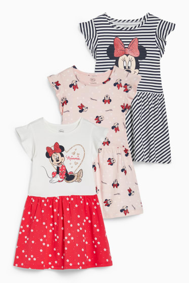 Enfants filles - Lot de 3 - Minnie Mouse - robes - blanc / rose