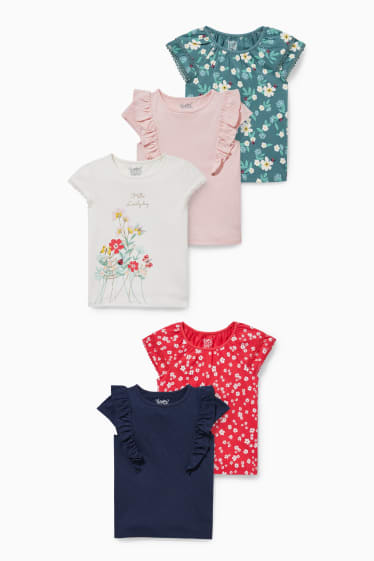 Kinderen: meisjes - Set van 5 - T-shirt - gekleurd