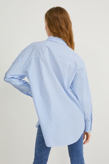 Damen - Bluse - gestreift - blau / weiss