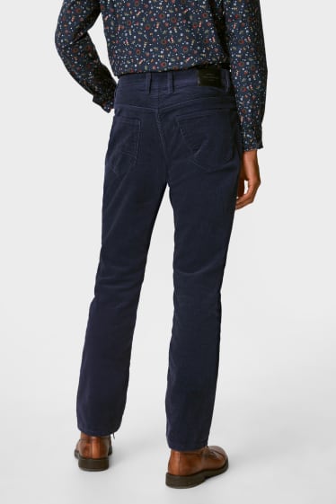 Uomo - Pantaloni di velluto - regular fit - blu scuro