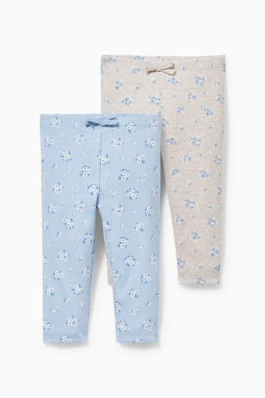 Bébés - Lot de 2 - leggings pour bébé - motif floral - bleu clair