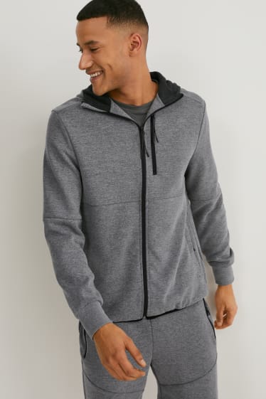 Men - Zip-through sweatshirt with hood - gray-melange