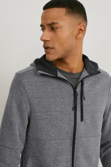 Men - Zip-through sweatshirt with hood - gray-melange