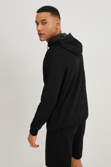 Men - Zip-through sweatshirt with hood  - black