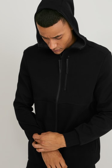 Men - Zip-through sweatshirt with hood  - black