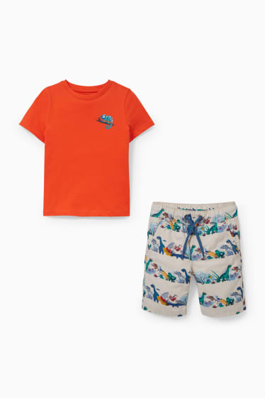 Bambini - Set - t-shirt e shorts - 2 pezzi - arancione-rosso