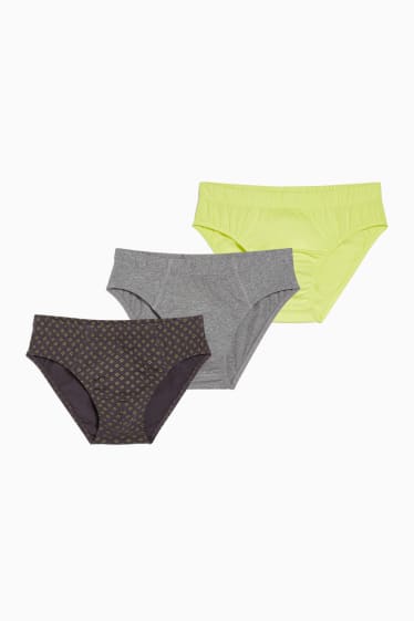 Men - Multipack of 3 - briefs - gray / yellow