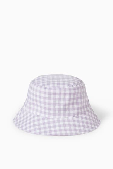 Women - Reversible hat - check - lilac
