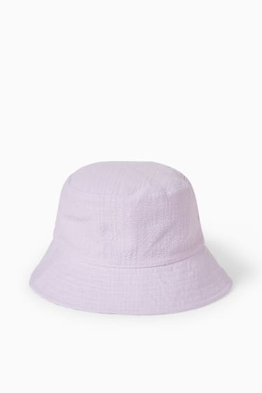 Women - Reversible hat - check - lilac