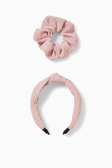 Women - Set - hairband and scrunchie - 2 piece - rose