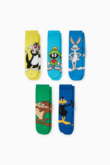 Dětské - Multipack 5 ks - Looney Tunes - ponožky - modrá
